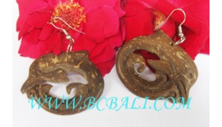 Wood Earrings Dolphin Hand Carved